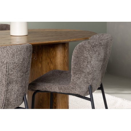 Spisebordssæt Isolde med stole Modesto - Mørkegrå og Natur