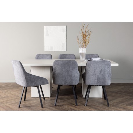 Spisebordssæt Olga med Spisebordsstole Rosie - Grå og Hvid