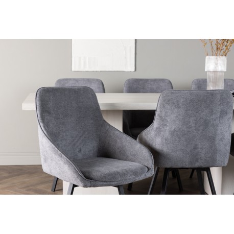 Spisebordssæt Olga med Spisebordsstole Rosie - Grå og Hvid