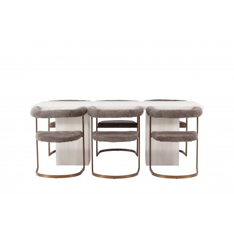 Spisebordssæt Olga med Spisebordsstole Morning - Brun og Hvid