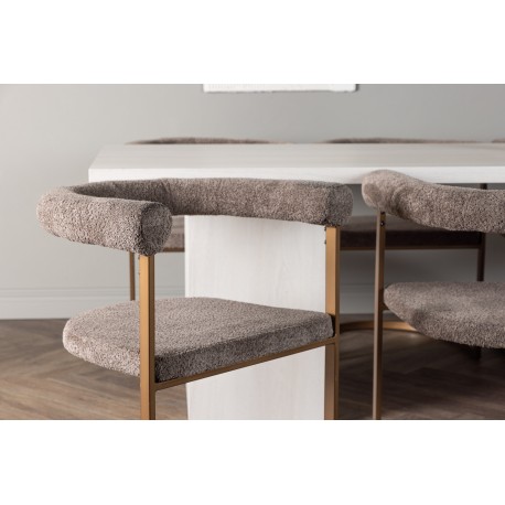 Spisebordssæt Olga med Spisebordsstole Morning - Brun og Hvid