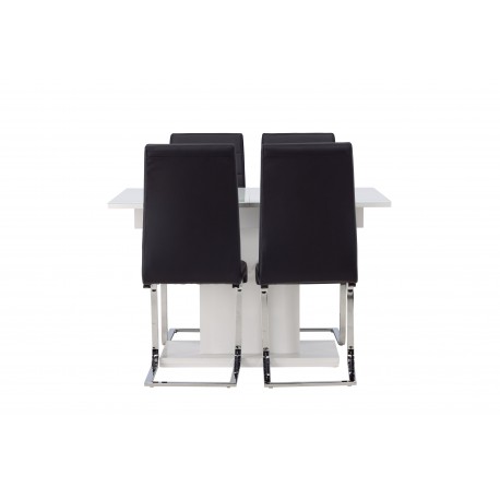Spisebordssæt Pluto med Tempo Spisebordsstole - Sort og Hvid