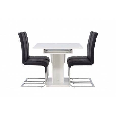 Spisebordssæt Pluto med Tempo Spisebordsstole - Sort og Hvid