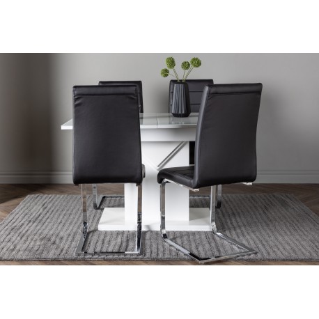 Spisebordssæt Pluto med Tempo Spisebordsstole - Sort og Hvid