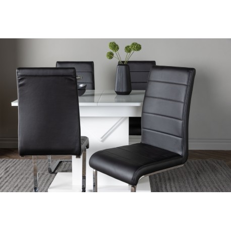 Spisebordssæt Pluto med Tempo Spisebordsstole - Sort og Hvid