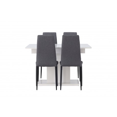 Spisebordssæt Pluto med Spisebordsstole Petra - Mørkegrå og Hvid