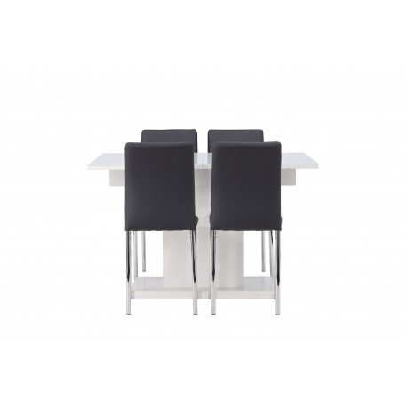 Spisebordssæt Pluto med Spisebordsstole Lily - Sort og Hvid