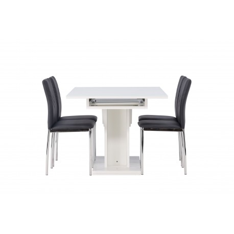 Spisebordssæt Pluto med Spisebordsstole Lily - Sort og Hvid