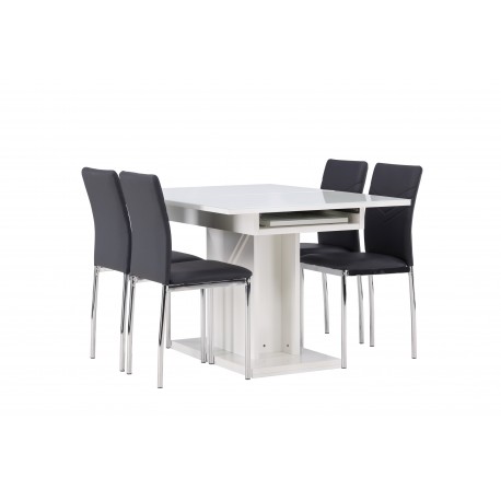Spisebordssæt Pluto med Spisebordsstole Lily - Sort og Hvid