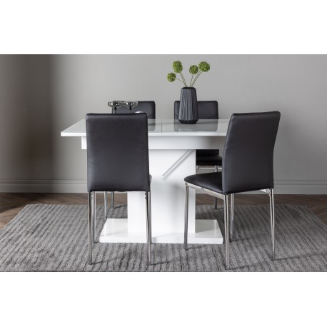 Spisebordssæt Pluto med Spisebordsstole Lily - Sort og Hvid