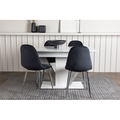 Spisebordssæt Disa med Spisebordsstole Polar - Sort og Hvid