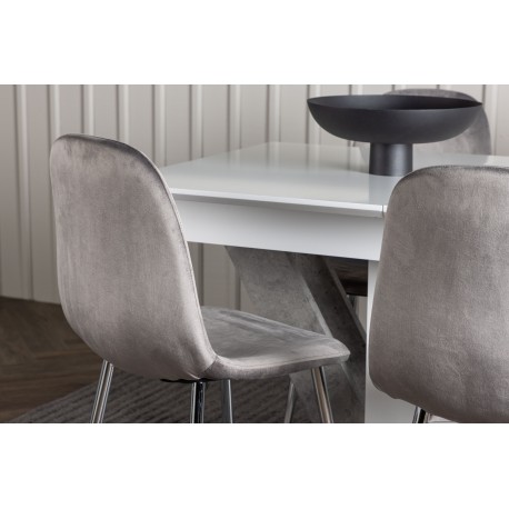 Spisebordssæt Disa med Spisebordsstole Eva - Lysegrå og Hvid