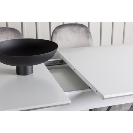 Spisebordssæt Disa med Spisebordsstole Eva - Lysegrå og Hvid