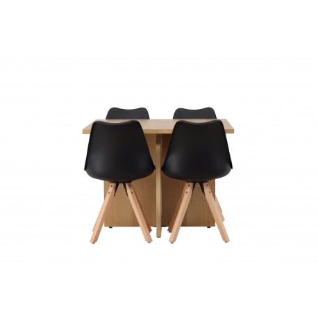 Spisebordssæt Leo med Spisebordsstole Zeno - Sort og Natur