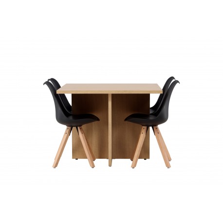 Spisebordssæt Leo med Spisebordsstole Zeno - Sort og Natur