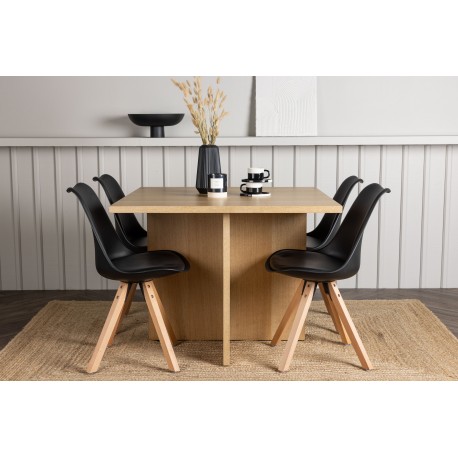 Spisebordssæt Leo med Spisebordsstole Zeno - Sort og Natur