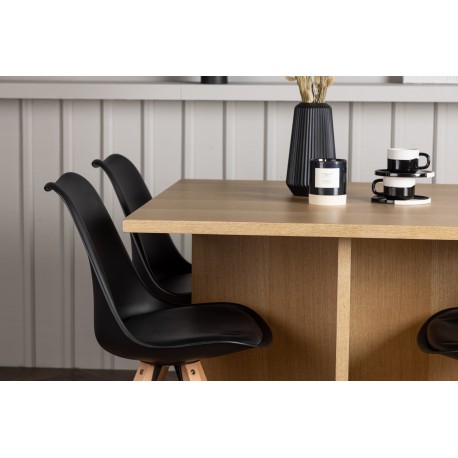 Spisebordssæt Leo med Spisebordsstole Zeno - Sort og Natur