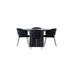 Rundt Spisebordssæt Matilda med stole Selma - Sort