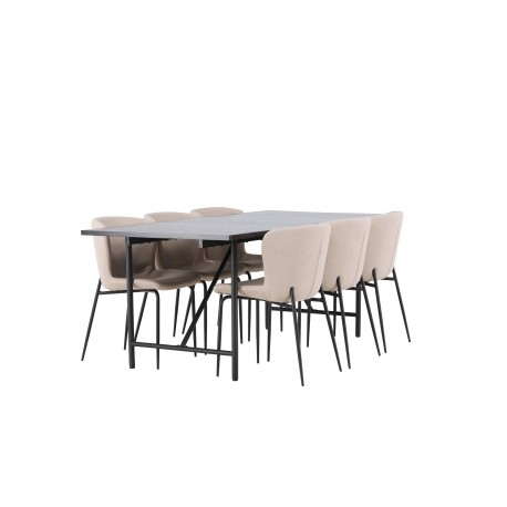 Spisebordssæt Astrid med Spisebordsstole Modesto - Beige og Sort