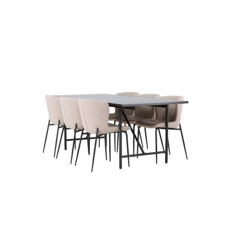 Spisebordssæt Astrid med Spisebordsstole Modesto - Beige og Sort