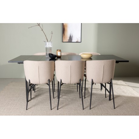 Spisebordssæt Astrid med Spisebordsstole Modesto - Beige og Sort