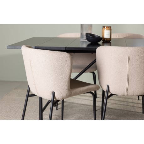 Spisebordssæt Astrid med Spisebordsstole Modesto - Beige og Sort