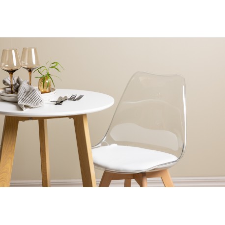 Rundt Spisebordssæt Leonora med stolene Edvin - Transparent og Hvid