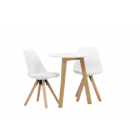 Rundt Spisebordssæt Leonora med stole Zeno - Hvid