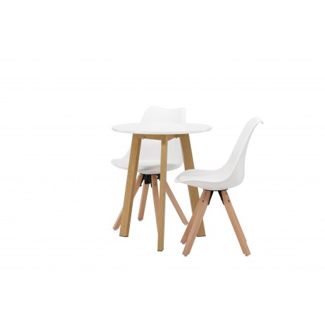 Rundt Spisebordssæt Leonora med stole Zeno - Hvid