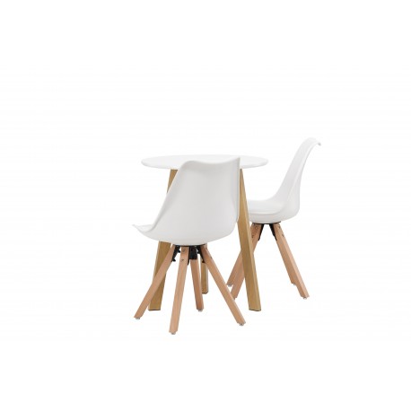 Rundt Spisebordssæt Leonora med stole Zeno - Hvid