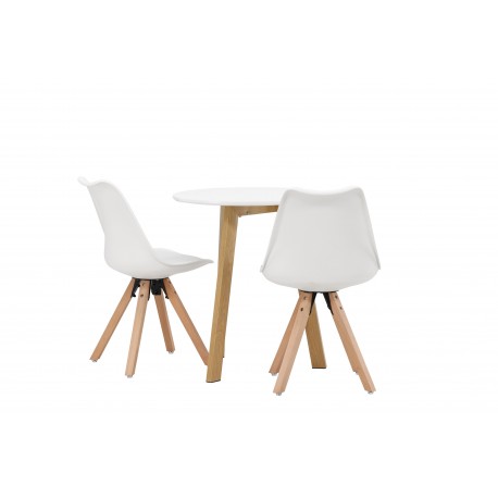 Rundt Spisebordssæt Leonora med stole Zeno - Hvid