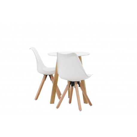 Rundt Spisebordssæt Leonora med stole Zeno - Hvid