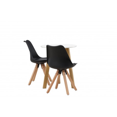 Rundt Spisebordssæt Leonora med stole Zeno - Sort og Hvid