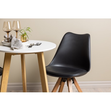 Rundt Spisebordssæt Leonora med stole Zeno - Sort og Hvid