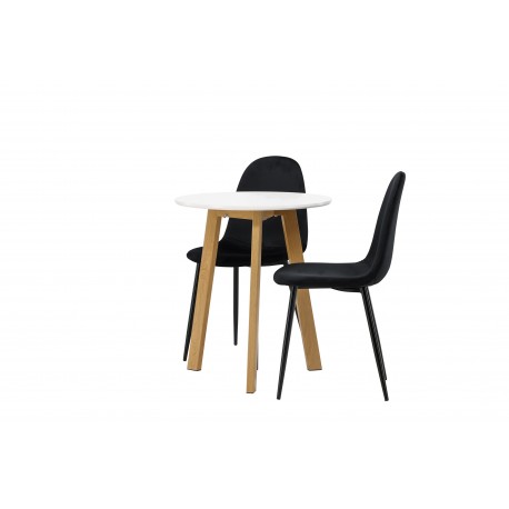 Rundt Spisebordssæt Leonora med stole Polar - Sort og Hvid