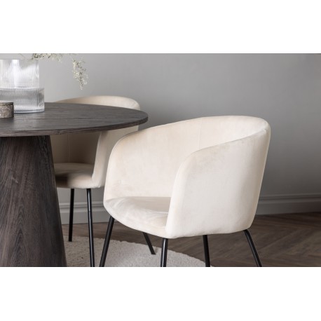 Rundt Spisebordssæt Lanzo med stole Berit - Beige og Sort