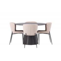 Spisebordssæt Lanzo med Modesto stole - Beige og Sort