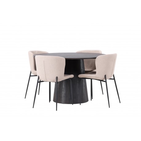 Spisebordssæt Lanzo med Modesto stole - Beige og Sort