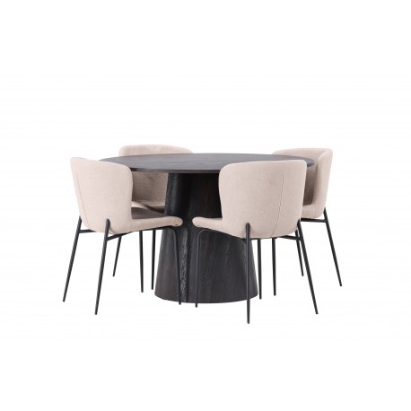 Spisebordssæt Lanzo med Modesto stole - Beige og Sort