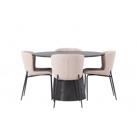 Spisebordssæt Lanzo med Modesto stole - Beige og Sort