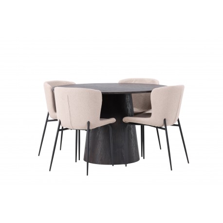 Spisebordssæt Lanzo med Modesto stole - Beige og Sort