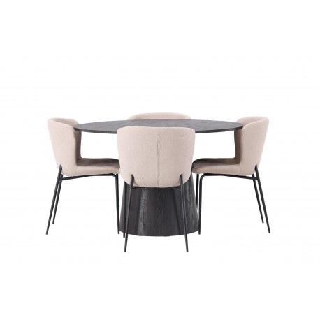 Spisebordssæt Lanzo med Modesto stole - Beige og Sort