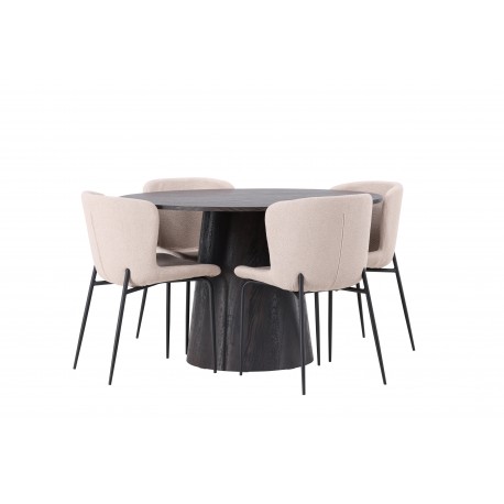 Spisebordssæt Lanzo med Modesto stole - Beige og Sort