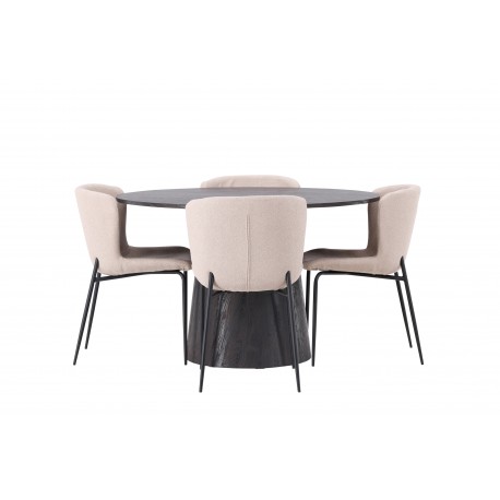 Spisebordssæt Lanzo med Modesto stole - Beige og Sort