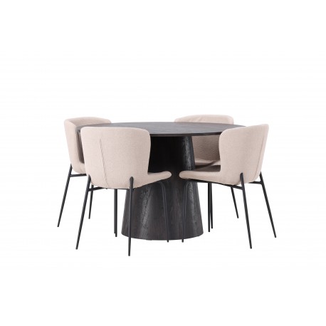 Spisebordssæt Lanzo med Modesto stole - Beige og Sort