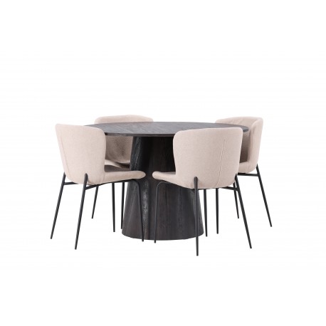 Spisebordssæt Lanzo med Modesto stole - Beige og Sort