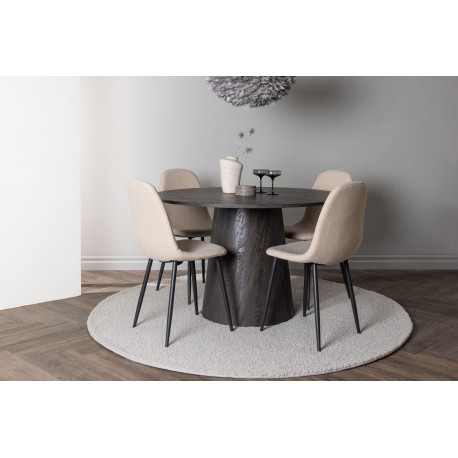 Rundt Spisebordssæt Lanzo med Polar stole - Beige og Sort