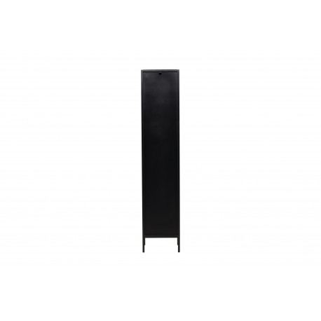 Cali Vitrineskab 37 x 180 cm med 1 låge og 4 hylder - glas og sort stål