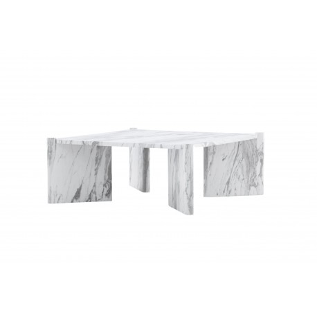 Rogaland Sofabord 100x100cm - Hvid Marmorlook