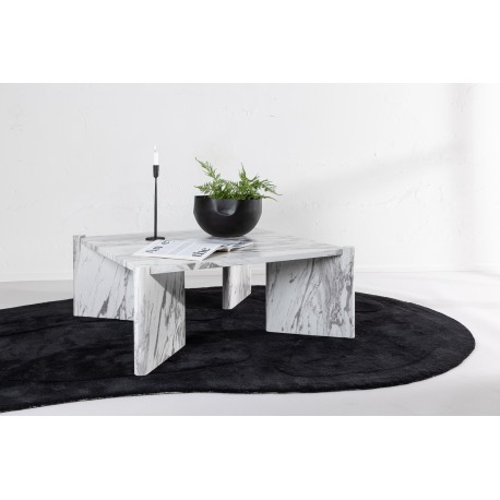 Rogaland Sofabord 100x100cm - Hvid Marmorlook